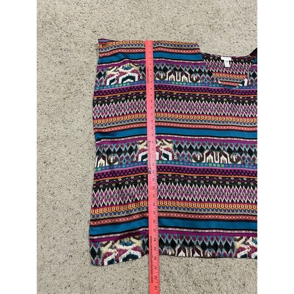 Chicos Top S / M Poncho Stitched Sides Lightweight AZTEC Southwest D25 - Picture 6 of 8